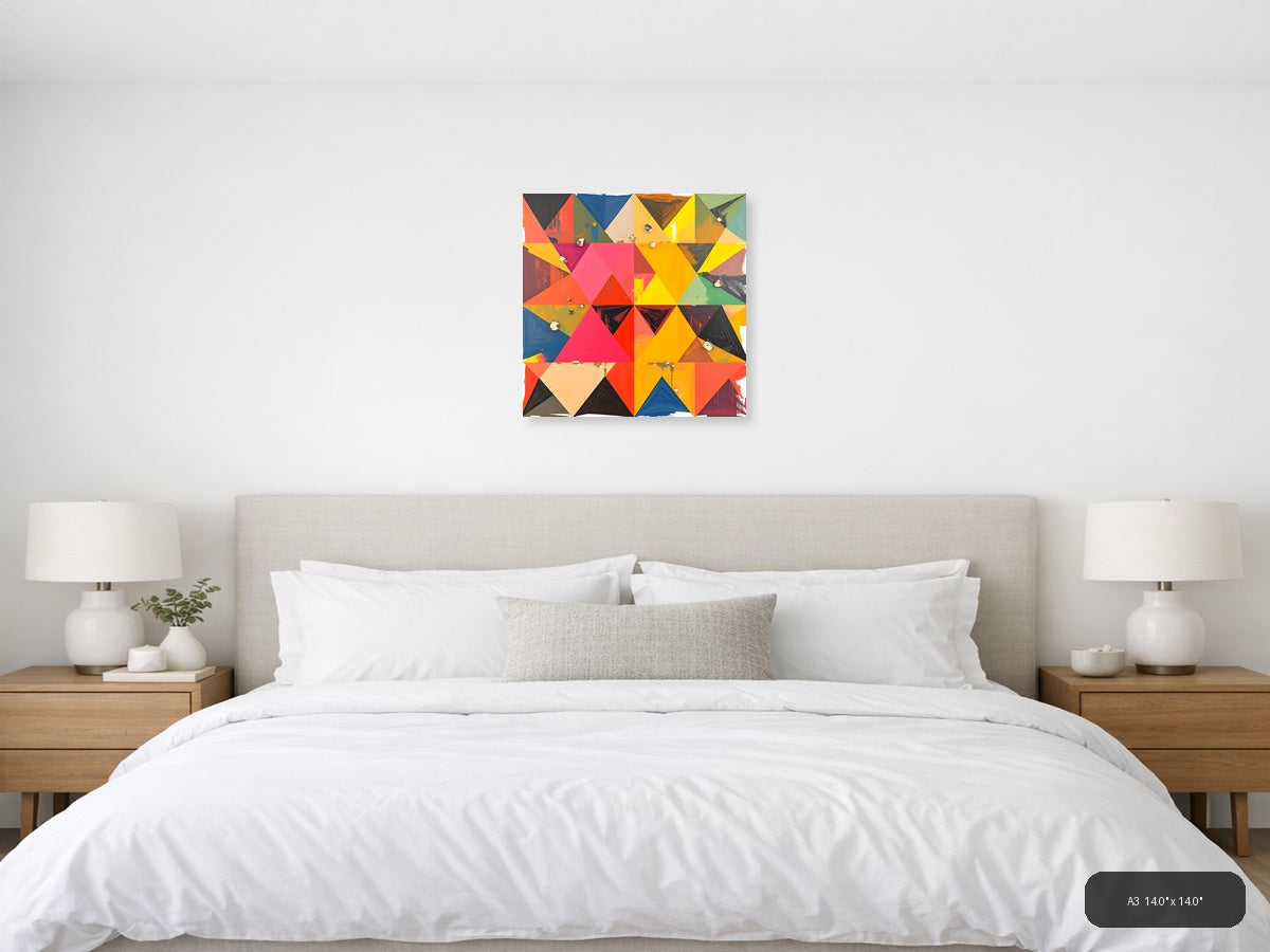 Colorful Geometric Triangle Abstract Wall Art — A3 / Bedroom