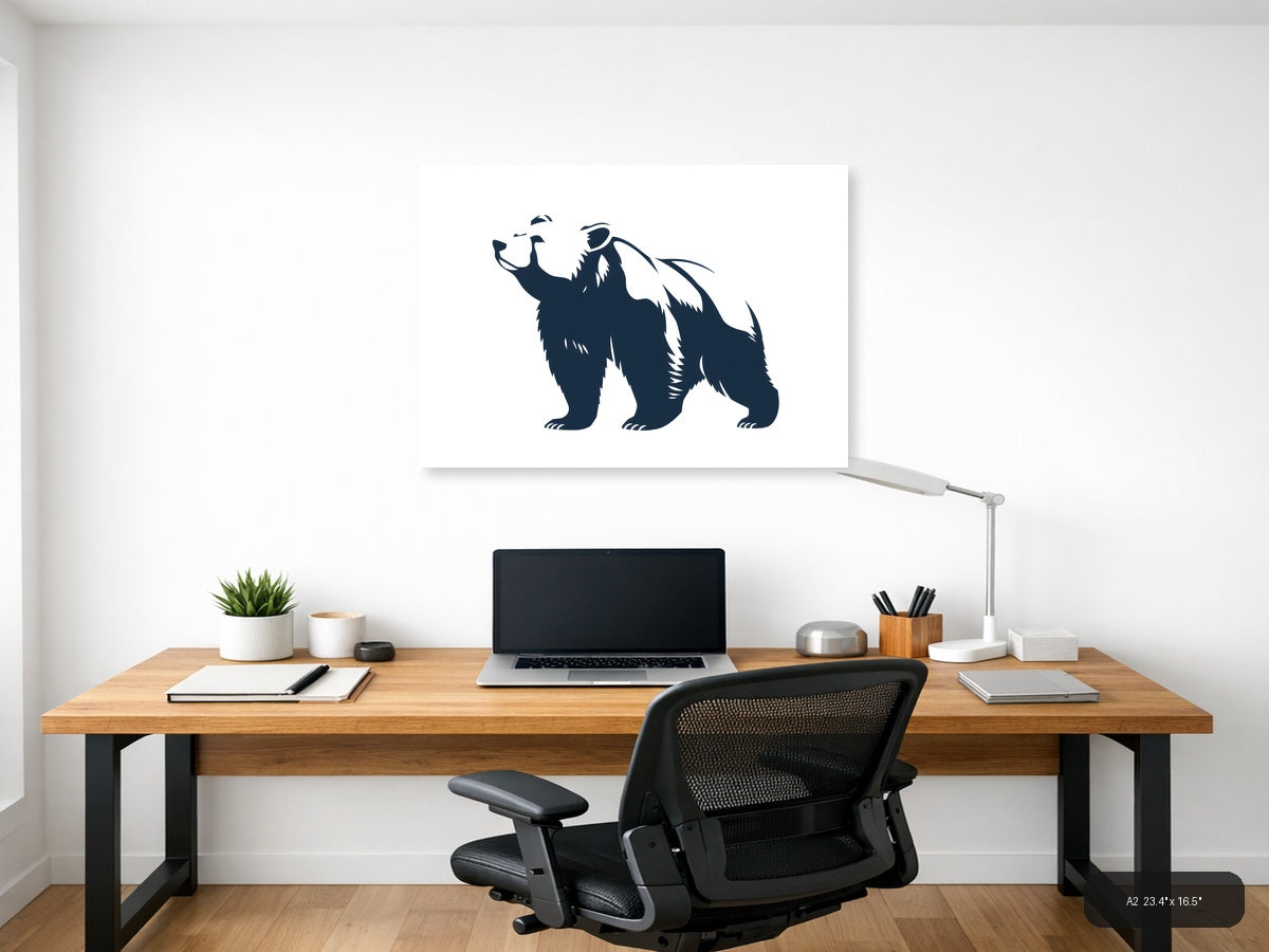Minimalist Bear Silhouette Landscape Wall Art — A2 / Office