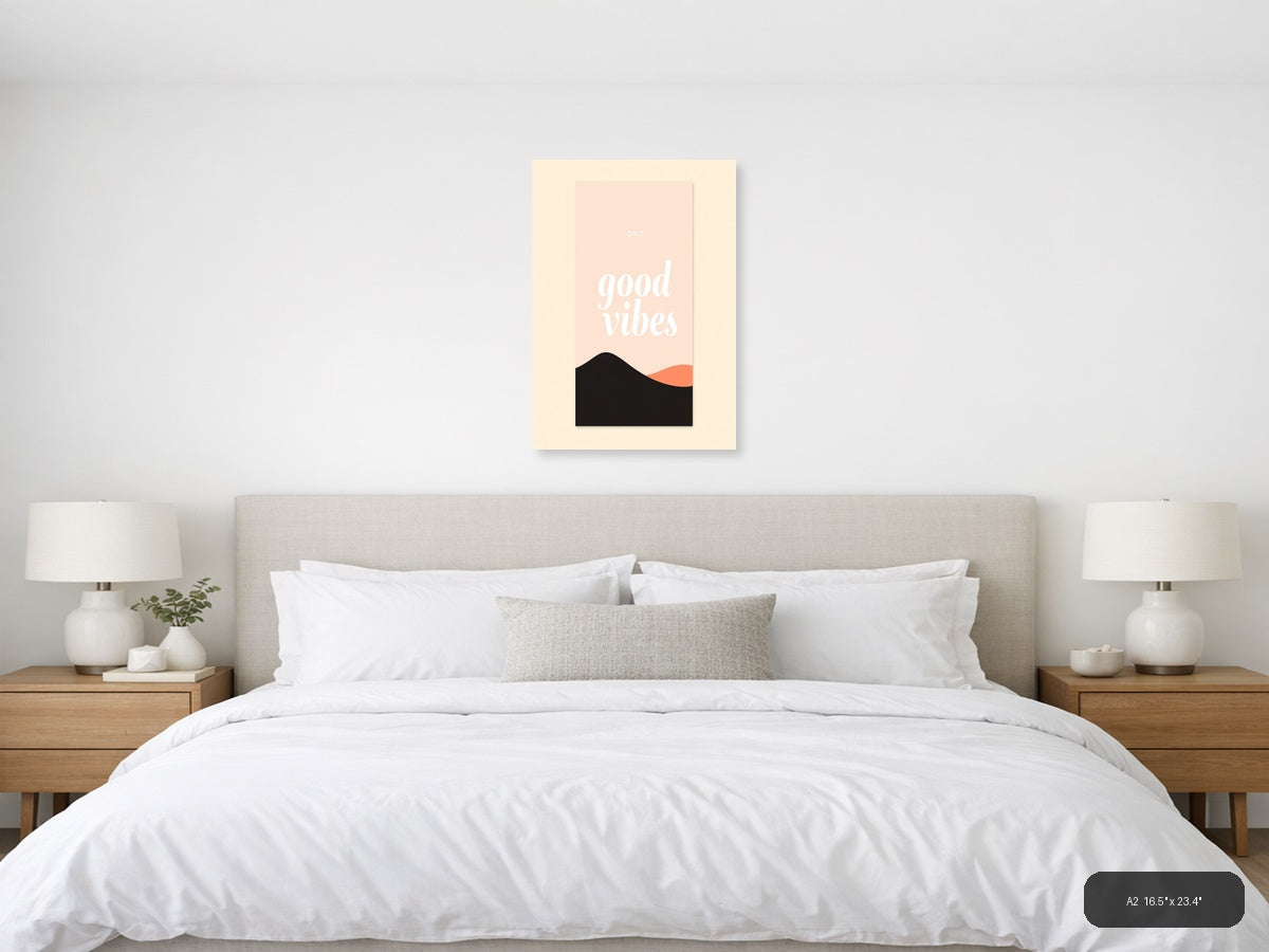 Only Good Vibes Minimalist Pink & Black Wall Art — A2 / Bedroom