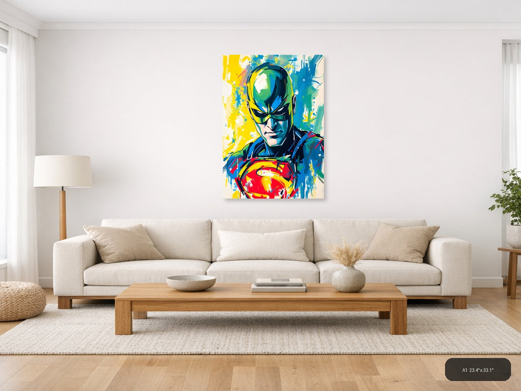 Abstract Superhero Portrait Colorful Modern Wall Art — A1 / Living Room