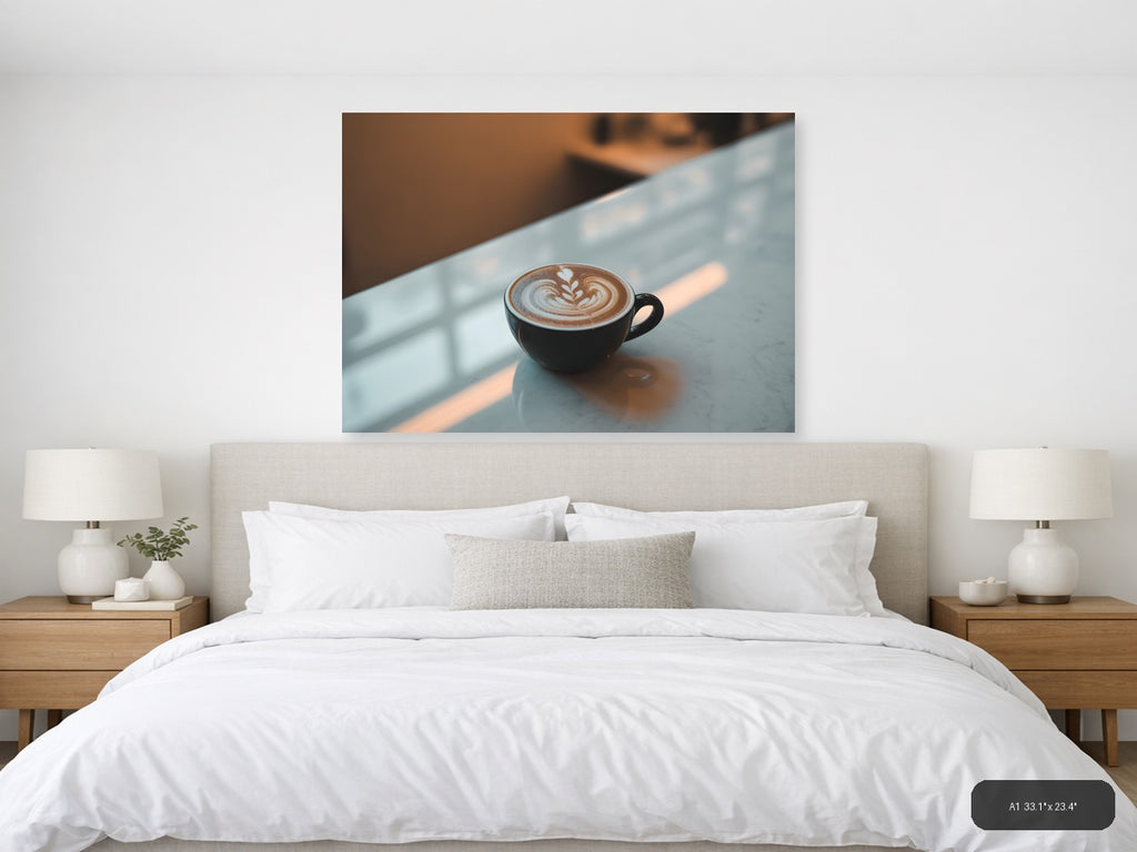 Minimalist Latte Art Coffee Cup Wall Art — A1 / Bedroom