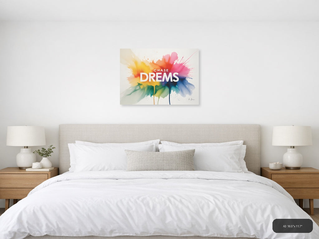 Chase Dreams Watercolor Flower Wall Art — A3 / Bedroom