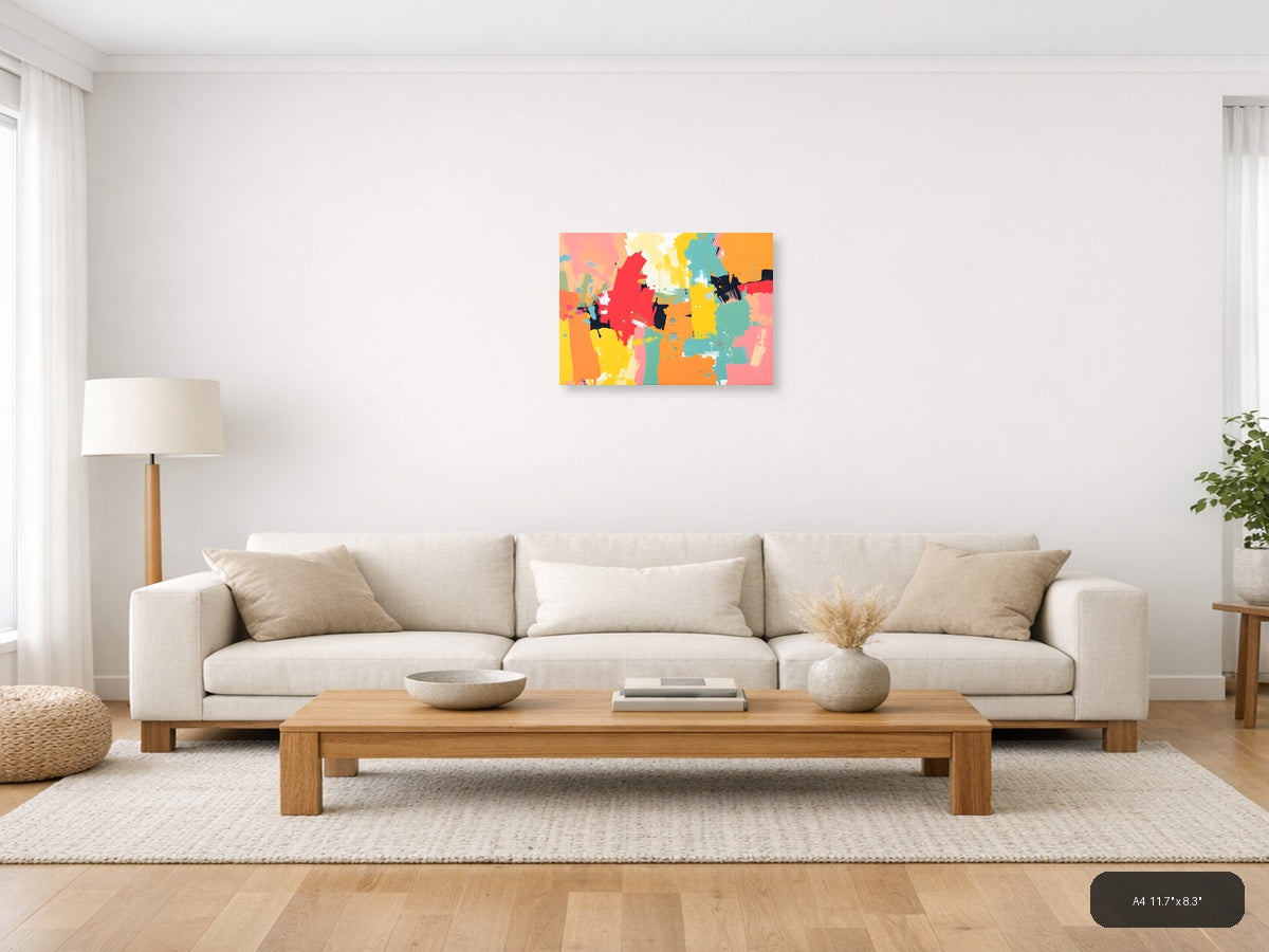 Vibrant Abstract Splatter Art | Colorful Wall Art — A4 / Living Room