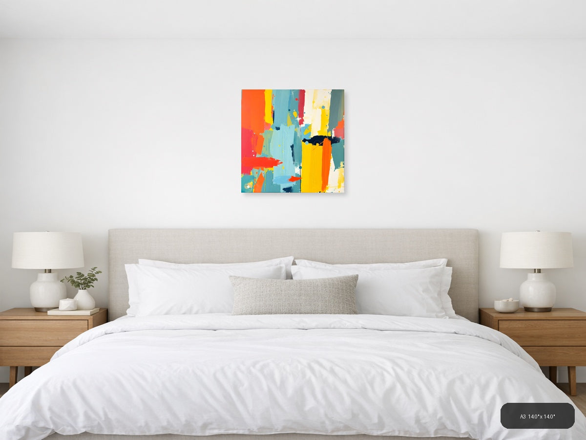 Vibrant Abstract Colour Block Square Wall Art — A3 / Bedroom