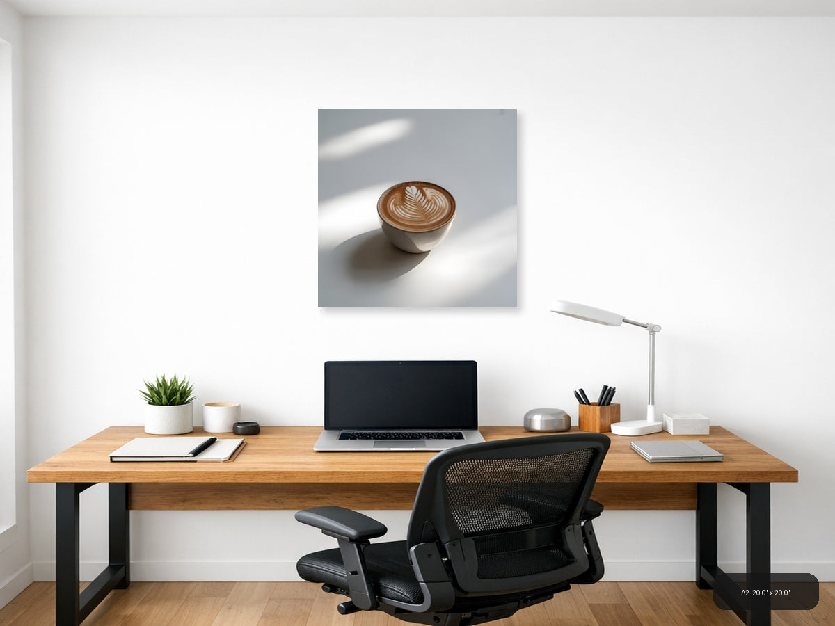 Minimalist Latte Art Coffee Cup Wall Art — A2 / Office