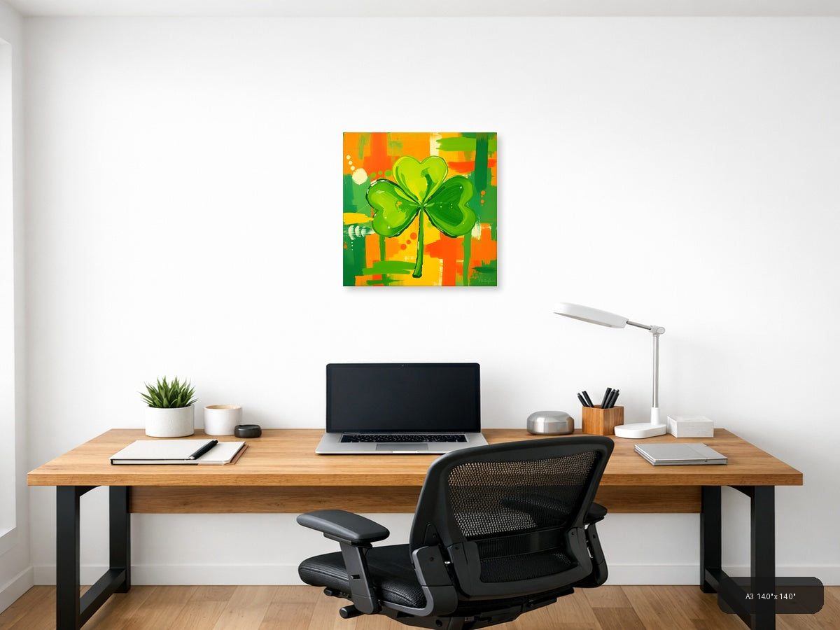 Abstract Green Shamrock St Patrick's Day Wall Art — A3 / Office