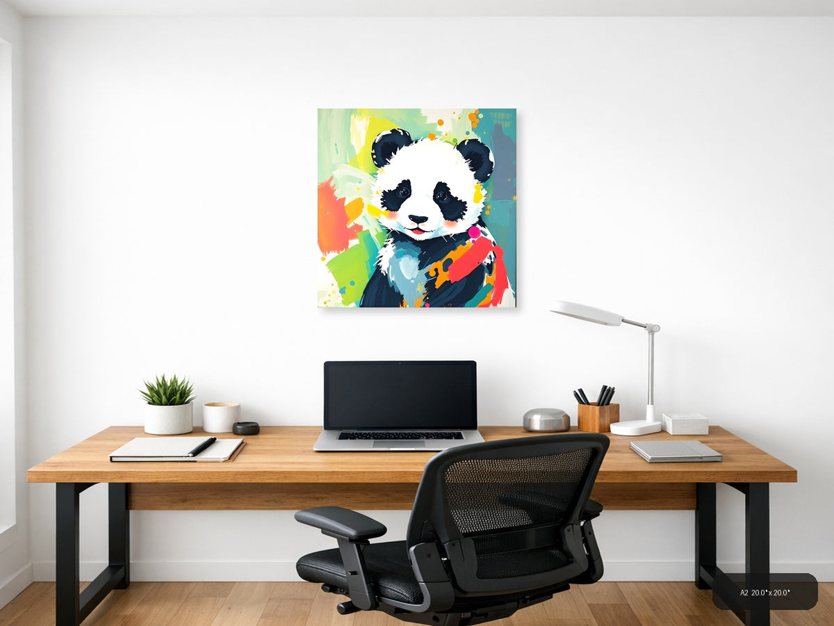 Playful Panda Abstract Colorful Pop Art Wall Art — A2 / Office