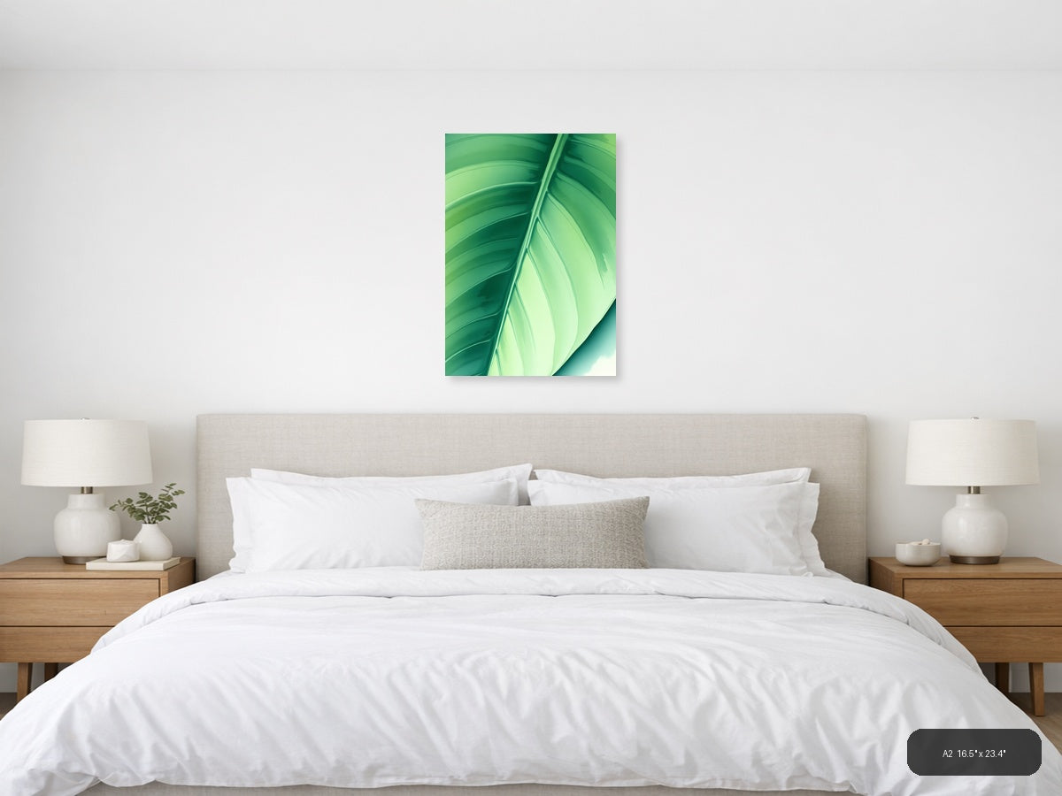 Green Leaf Watercolor Abstract Wall Art — A2 / Bedroom