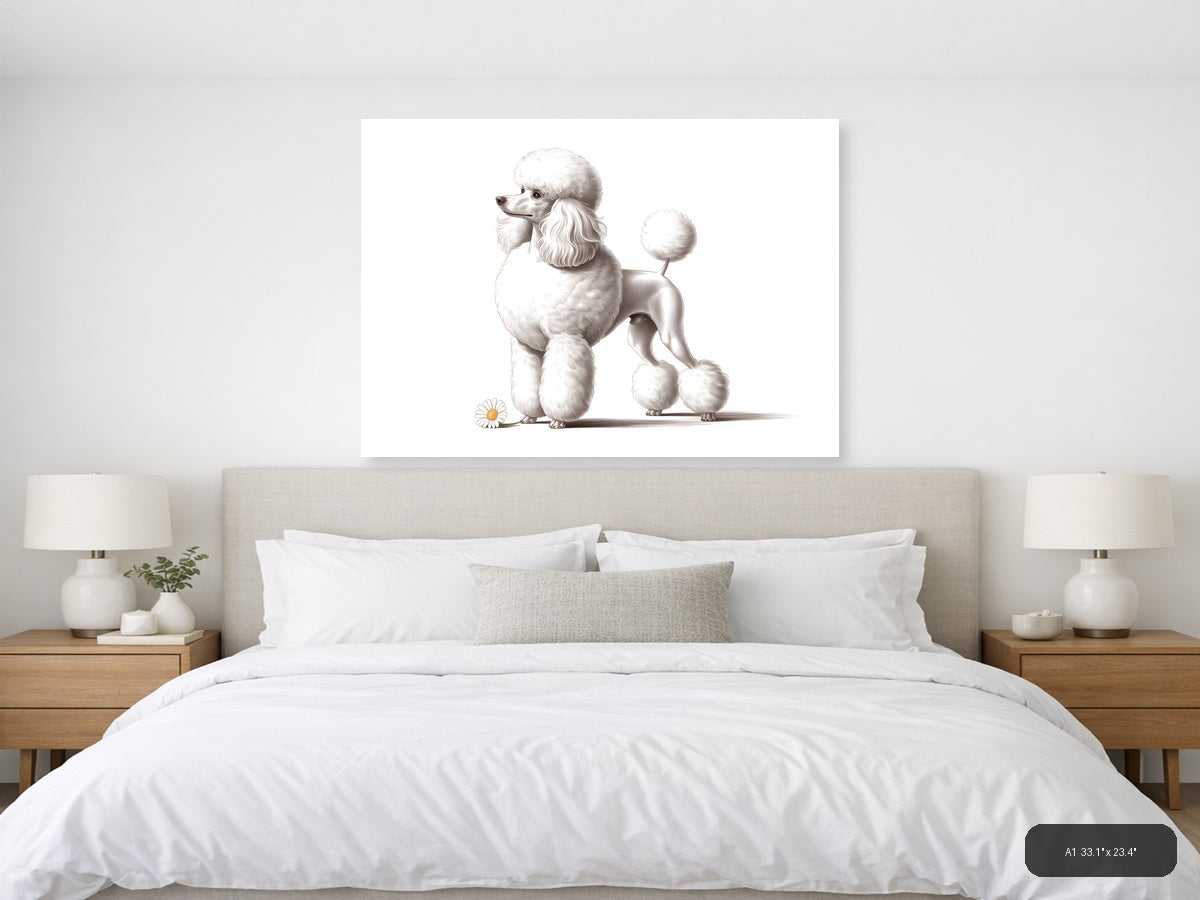 Poodle — Minimalist (Landscape) Canvas Print | Minimalist Wall Art | A4 A3 A2 A1 — A1 (Bedroom)