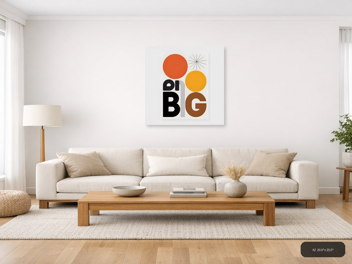 Minimalist Big Retro Sun Circle Geometric Wall Art — A2 / Living Room