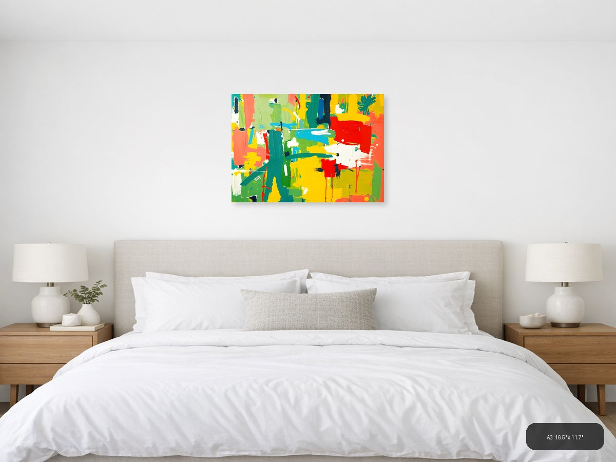 Vibrant Abstract Expressionist Canvas - Modern Wall Art — A3 / Bedroom