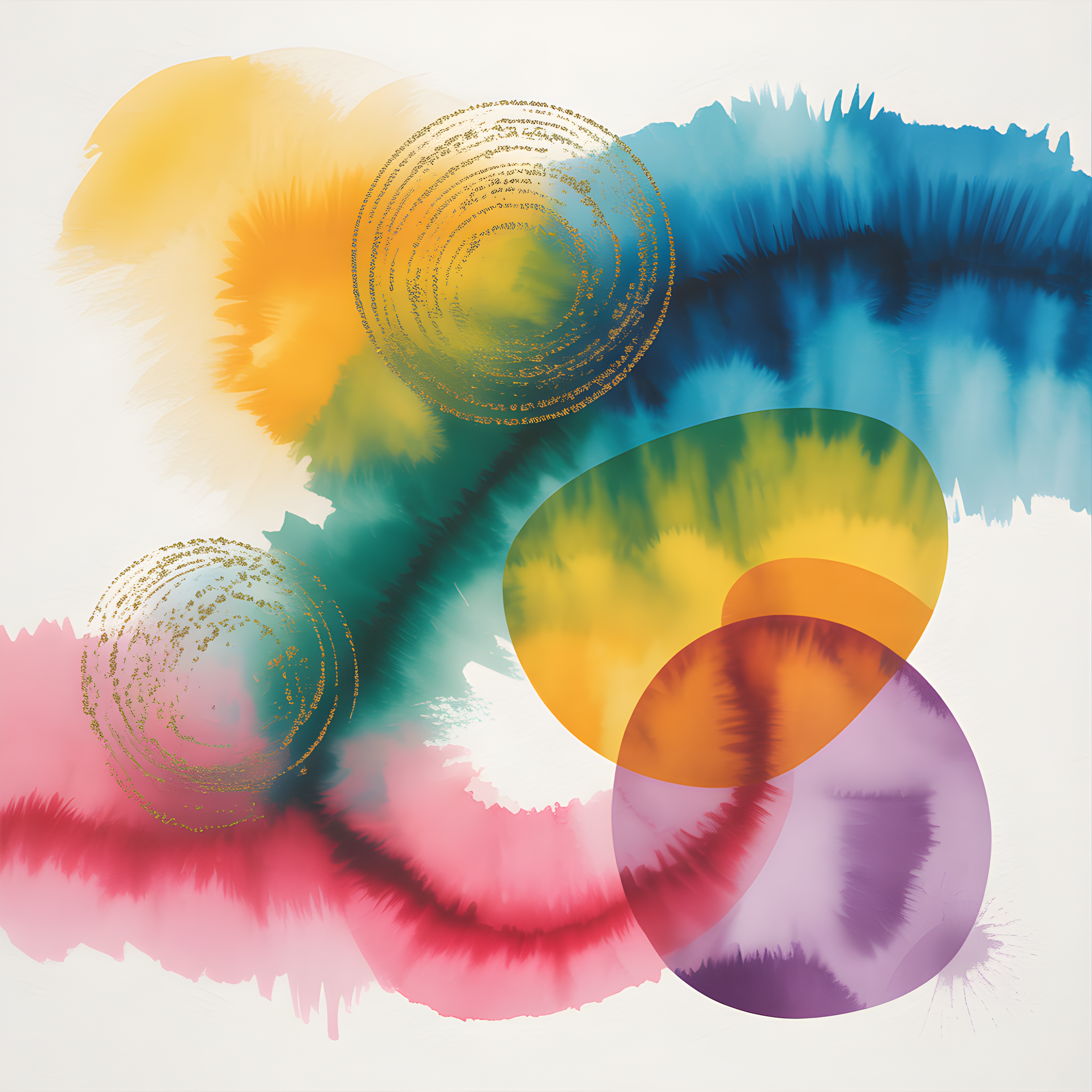 Colorful Watercolor Abstract Circles Wall Art