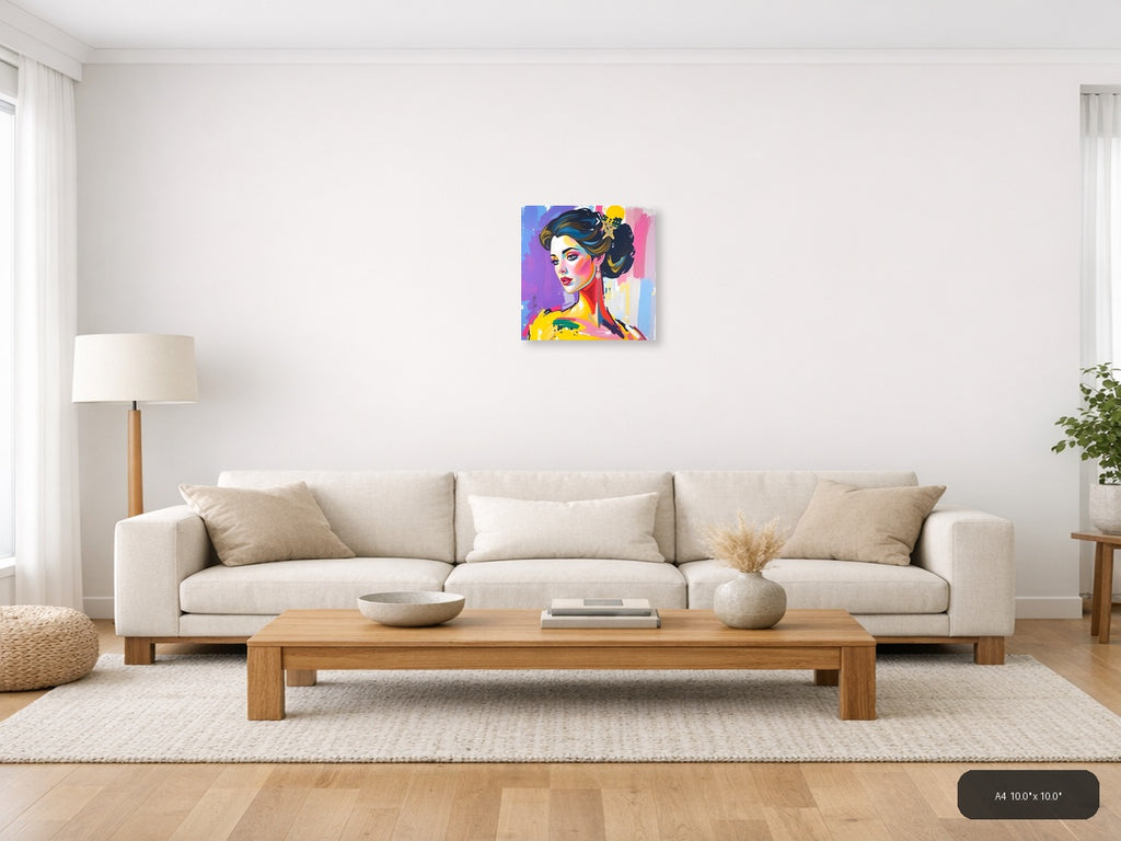 Colorful Pop Art Woman Portrait Abstract Wall Art — A4 / Living Room