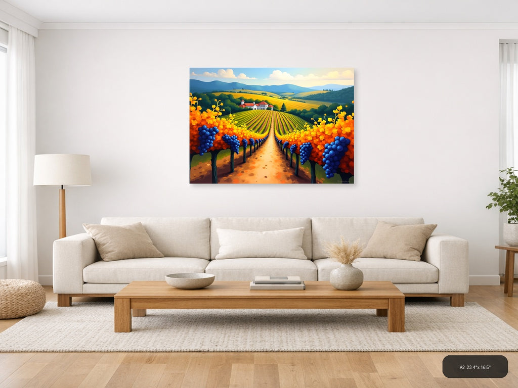 Vineyard Path Landscape Abstract Wall Art — A2 / Living Room