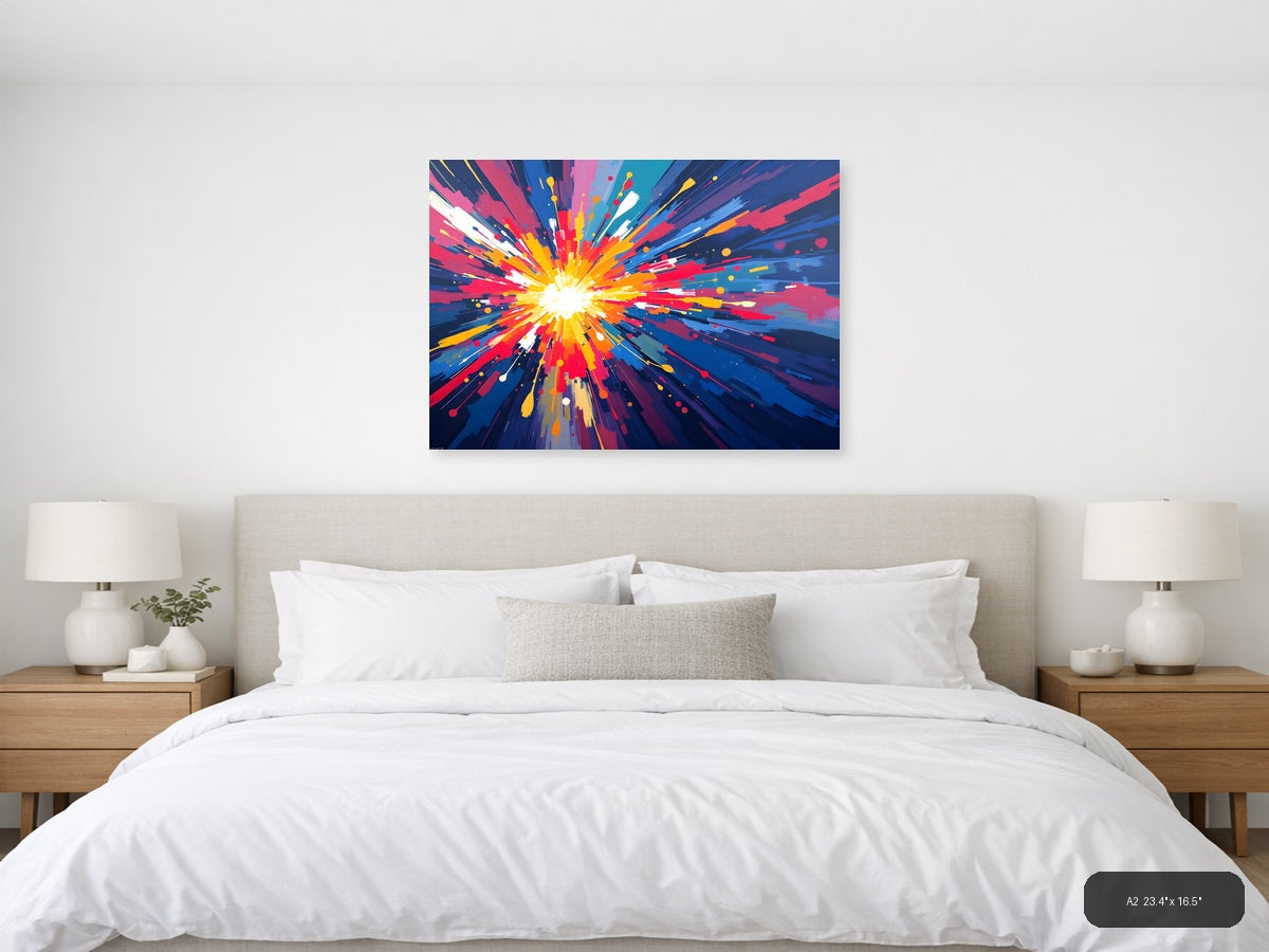 Vibrant Radial Burst Abstract Canvas Wall Art — A2 / Bedroom