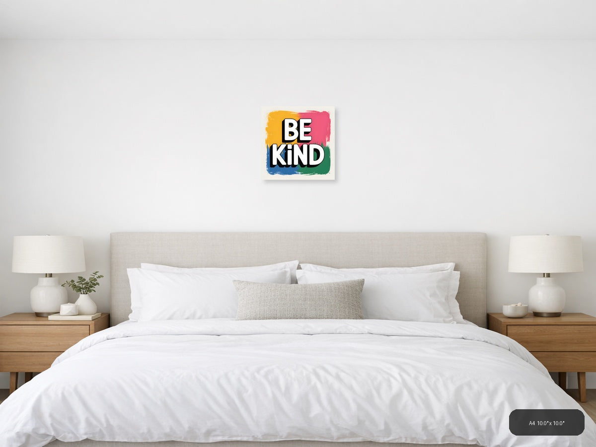 Be Kind Abstract Colorful Square Wall Art — A4 / Bedroom