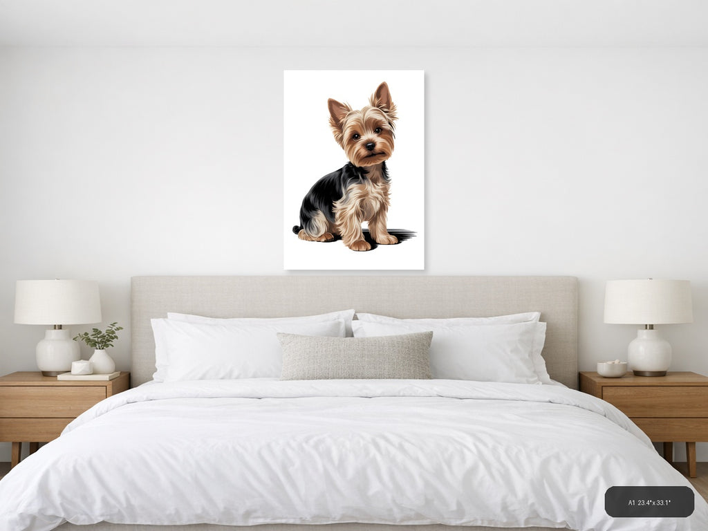 Yorkshire Terrier Portrait Minimalist Wall Art — A1 / Bedroom