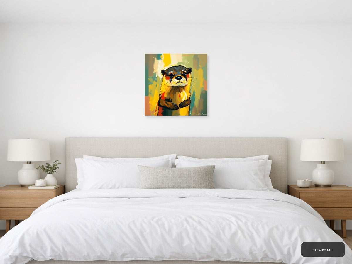 Colorful Otter Abstract Portrait Wall Art — A3 / Bedroom