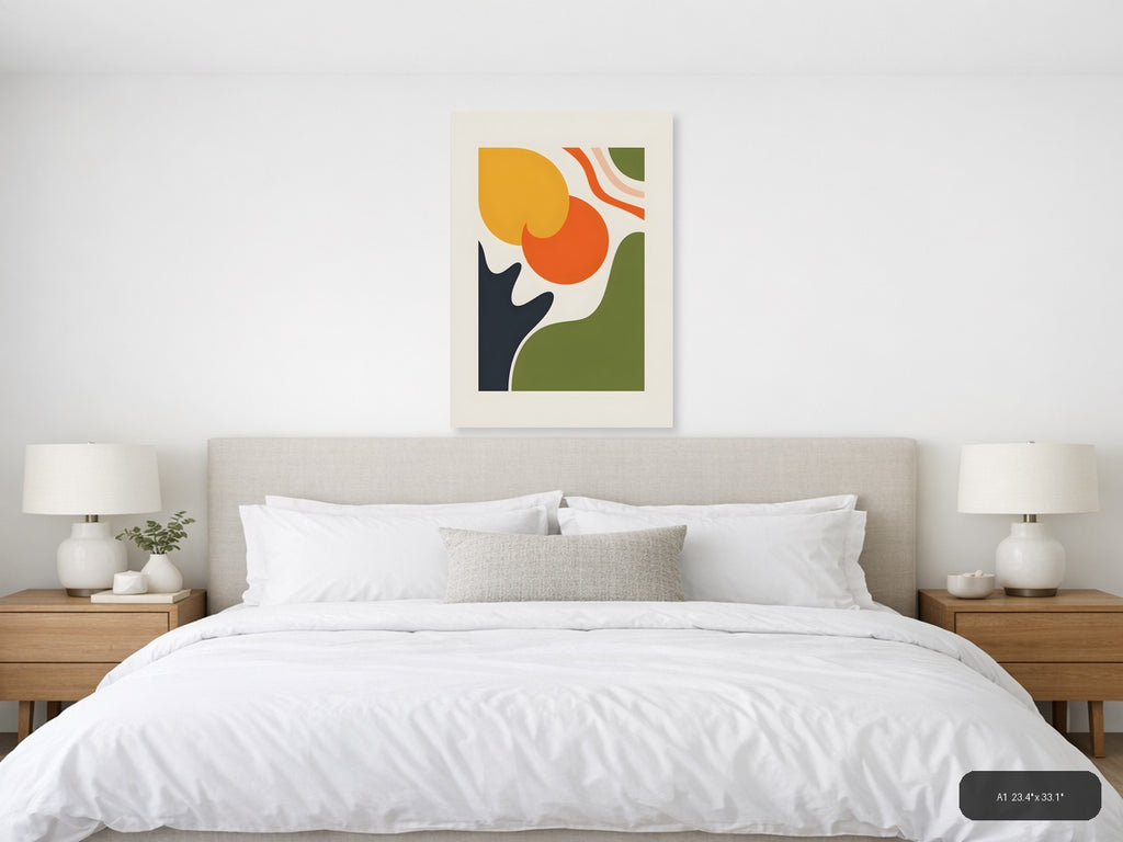 Minimalist Abstract Organic Shapes Botanical Wall Art — A1 / Bedroom