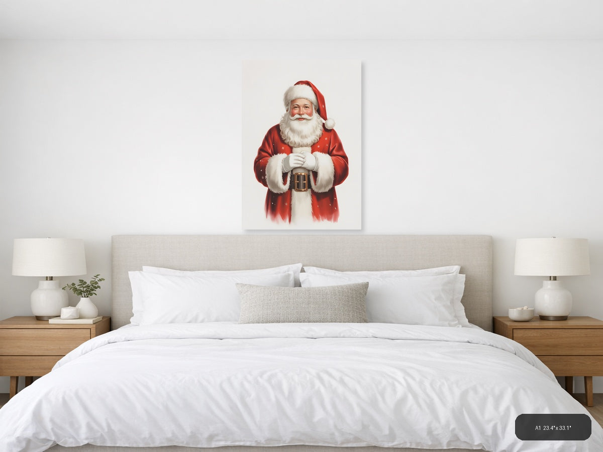 Classic Santa Claus Portrait Minimalist Wall Art — A1 / Bedroom