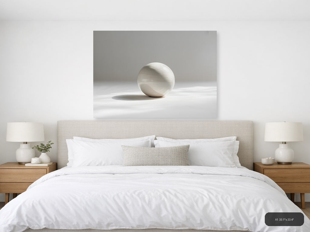 Minimalist White Sphere Shadow Wall Art — A1 / Bedroom