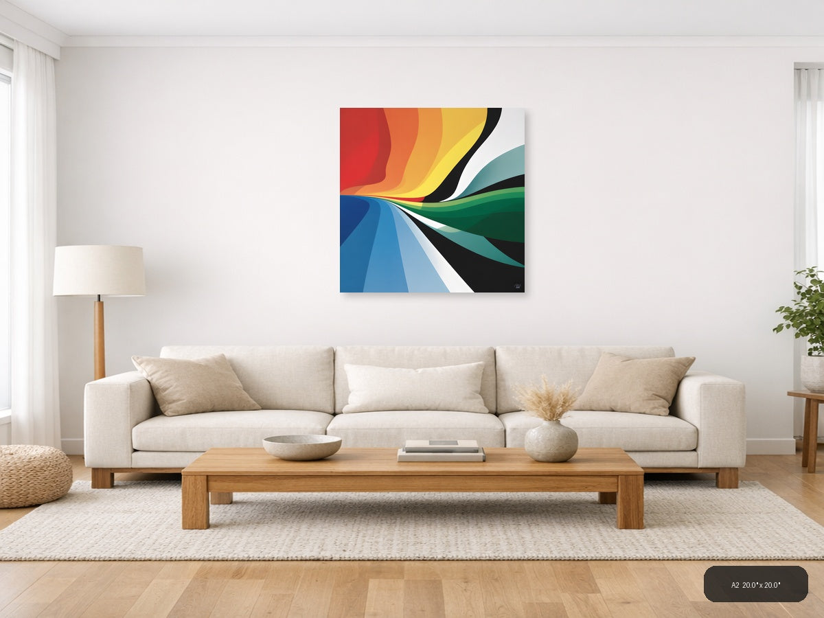 Colorful Abstract Wave Flow Modern Photography Wall Art — A2 / Living Room