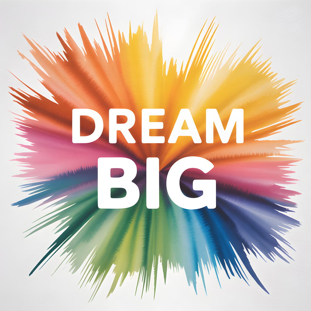 Dream Big Watercolor Burst Rainbow Wall Art