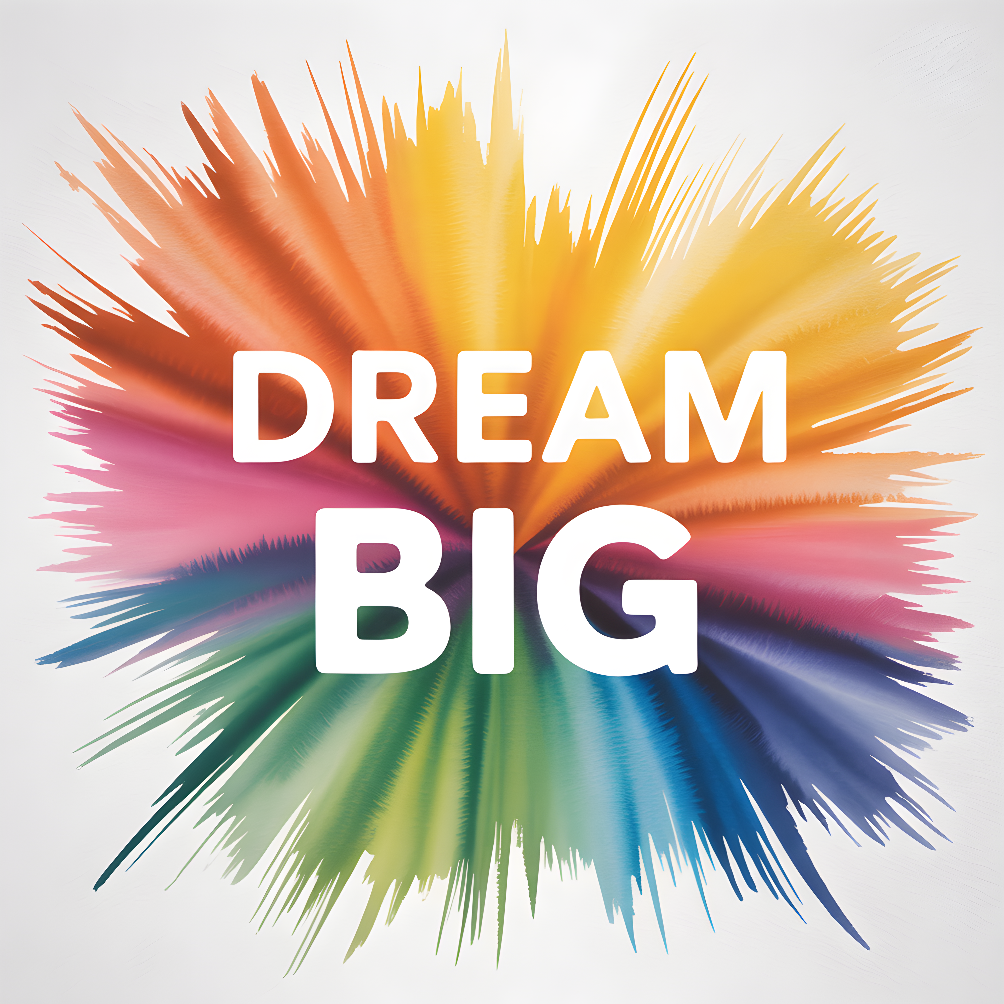 Dream Big Watercolor Burst Rainbow Wall Art