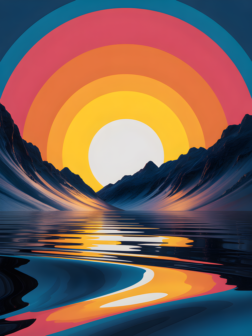 Colorful Sunset Mountain Landscape Photography Wall Art