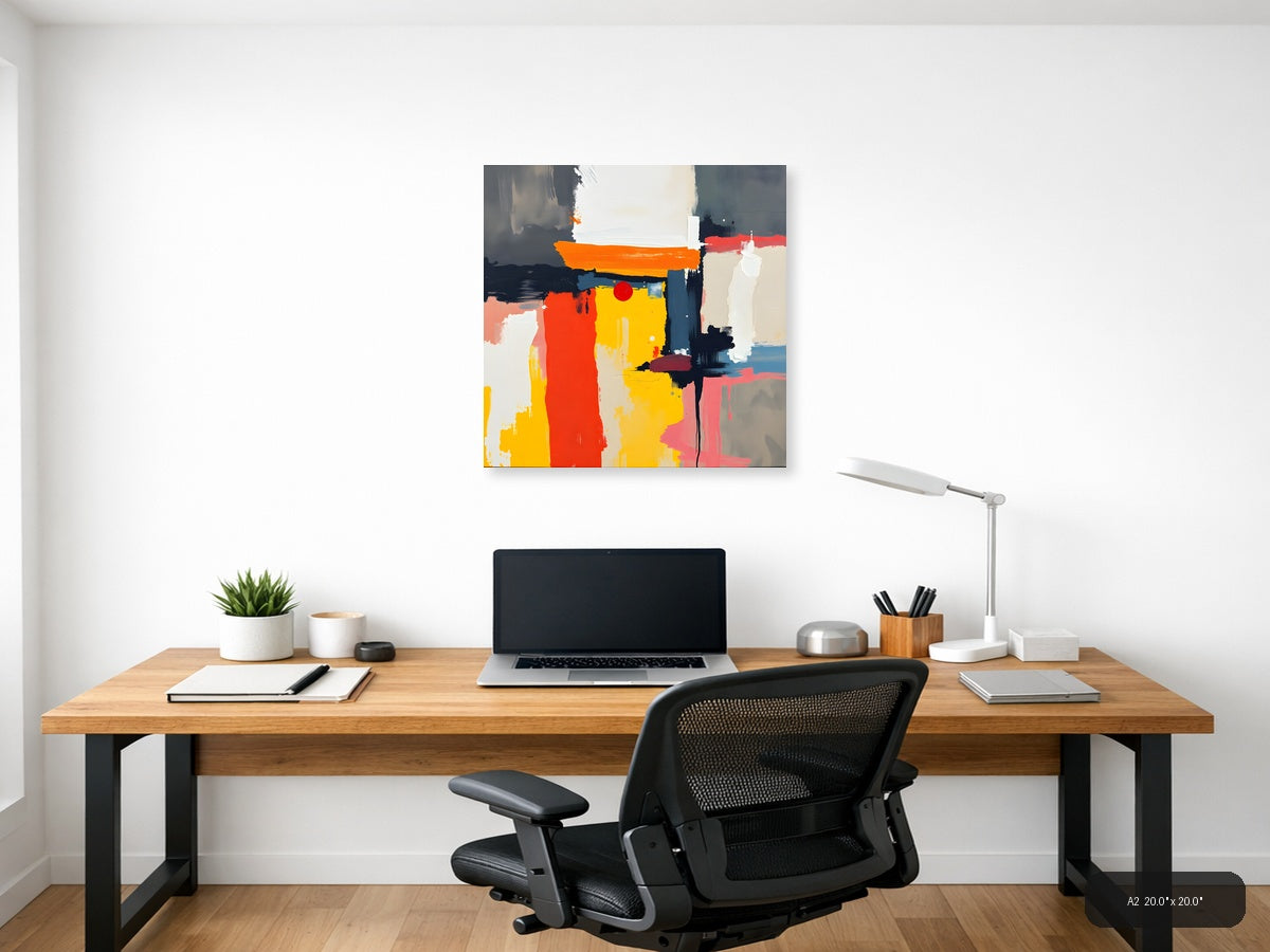 Abstract Geometric Composition - Vibrant Modern Wall Art — A2 / Office