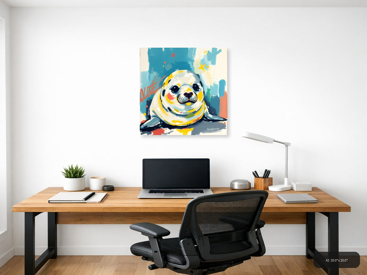 Cute Seal Abstract Modern Pop Art Wall Art — A2 / Office