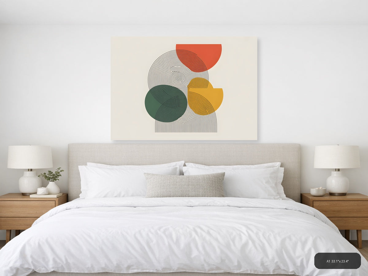 Abstract Line Art with Geometric Shapes Wall Art — A1 / Bedroom