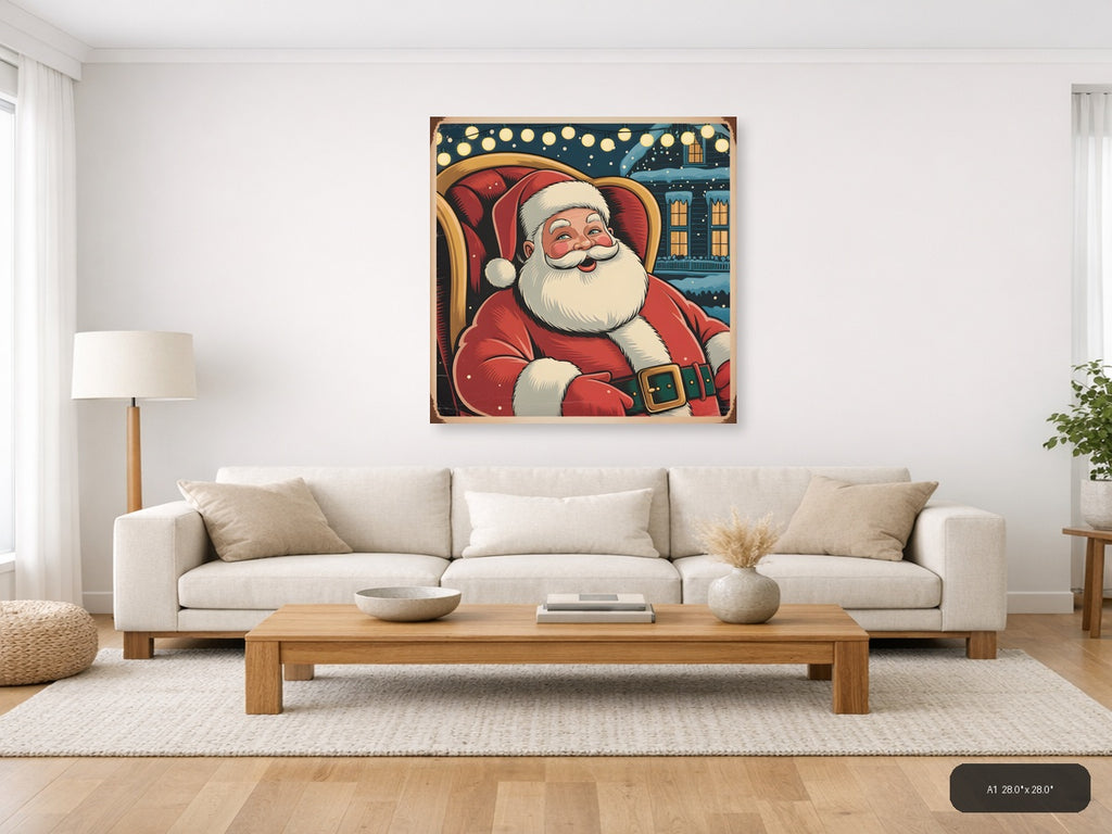 Vintage Santa Claus Christmas Wall Art — A1 / Living Room
