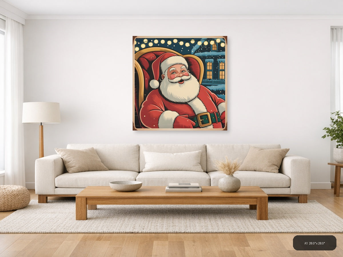 Vintage Santa Claus Christmas Wall Art — A1 / Living Room