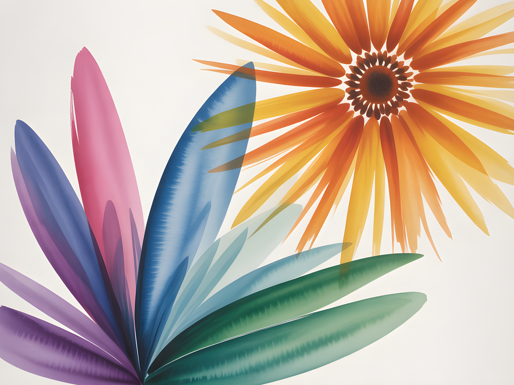 Colorful Watercolor Sunflower & Petals Landscape Wall Art