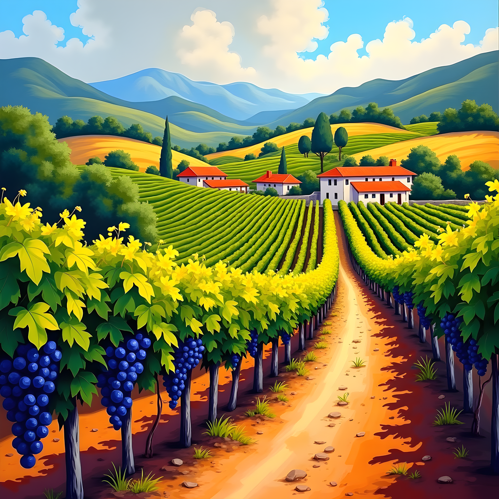 Tuscan Vineyard Landscape Abstract Wall Art