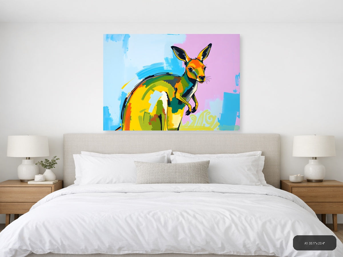 Colorful Abstract Deer Portrait Modern Wall Art — A1 / Bedroom