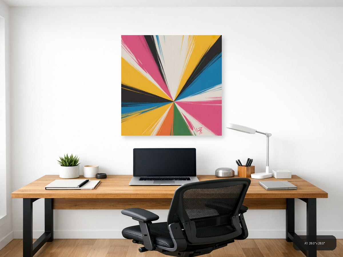 Vibrant Radial Burst Abstract Multicolor Wall Art — A1 / Office