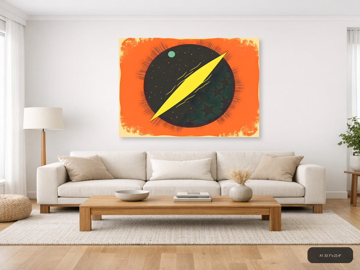 Vintage Cosmic Eye Lightning Bolt Wall Art — A1 / Living Room