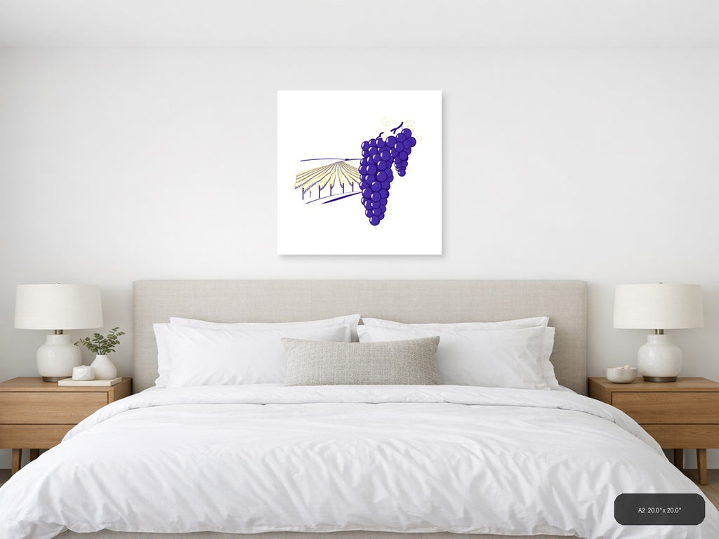 Minimalist Purple Grapes Vineyard Field Wall Art — A2 / Bedroom