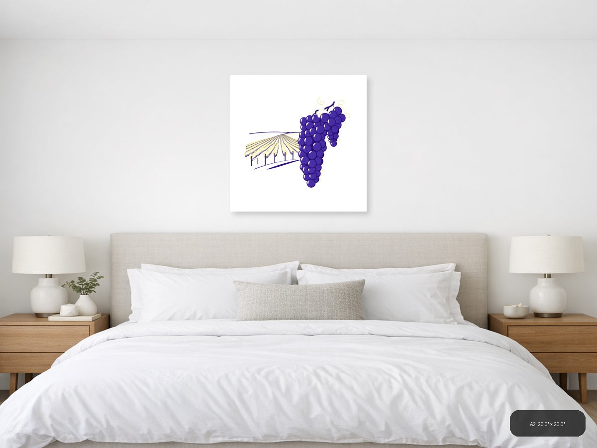 Minimalist Purple Grapes Vineyard Field Wall Art — A2 / Bedroom