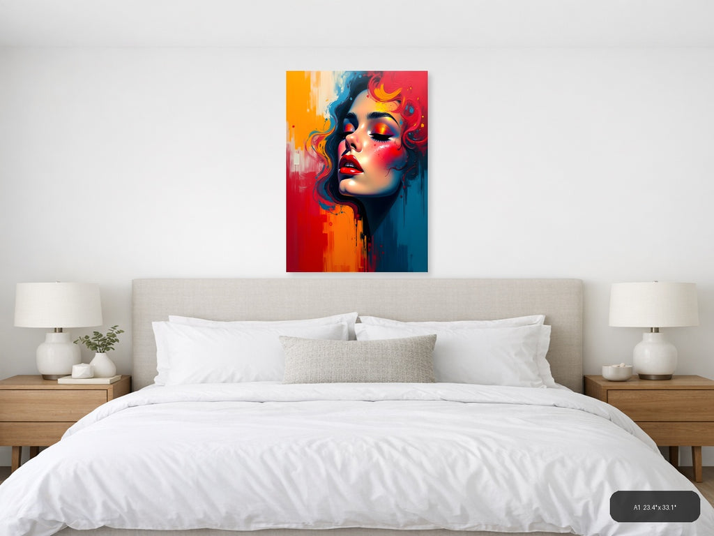 Colorful Abstract Portrait Woman Face Wall Art — A1 / Bedroom