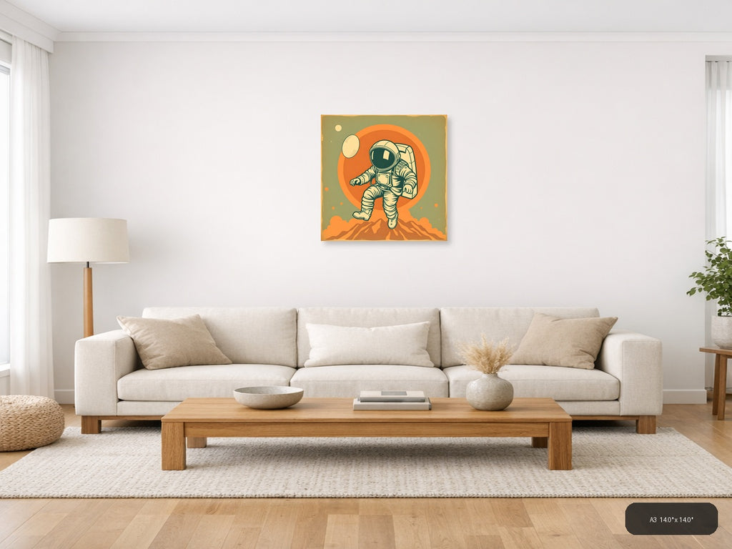 Vintage Astronaut on Mars - Retro Space Wall Art — A3 / Living Room