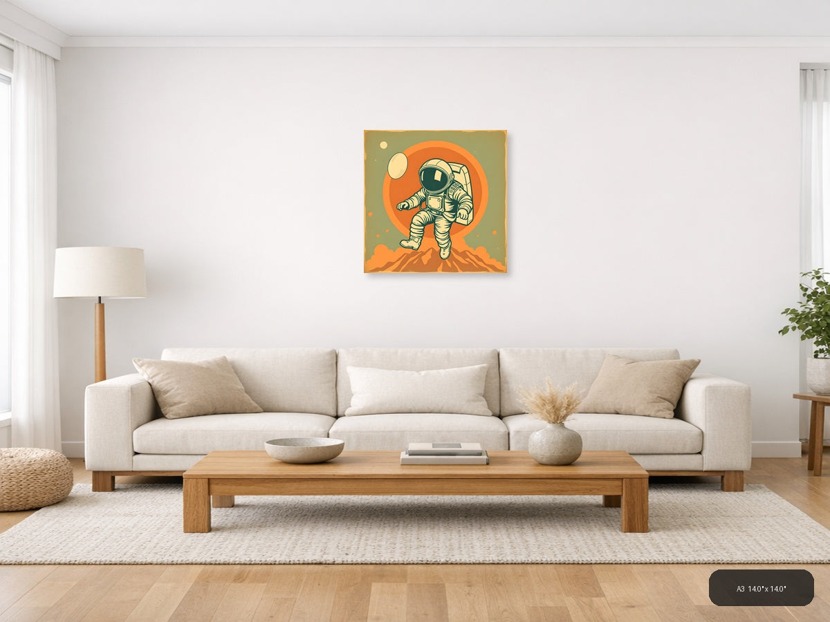 Vintage Astronaut on Mars - Retro Space Wall Art — A3 / Living Room
