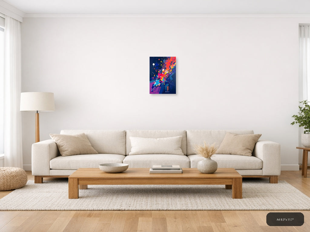 Cosmic Explosion Abstract Colorful Stars Wall Art — A4 / Living Room