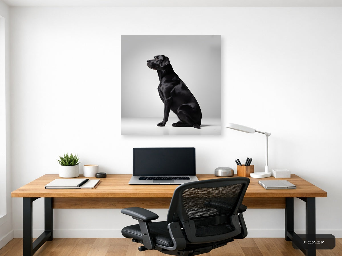 Black Labrador Minimalist Portrait Wall Art — A1 / Office