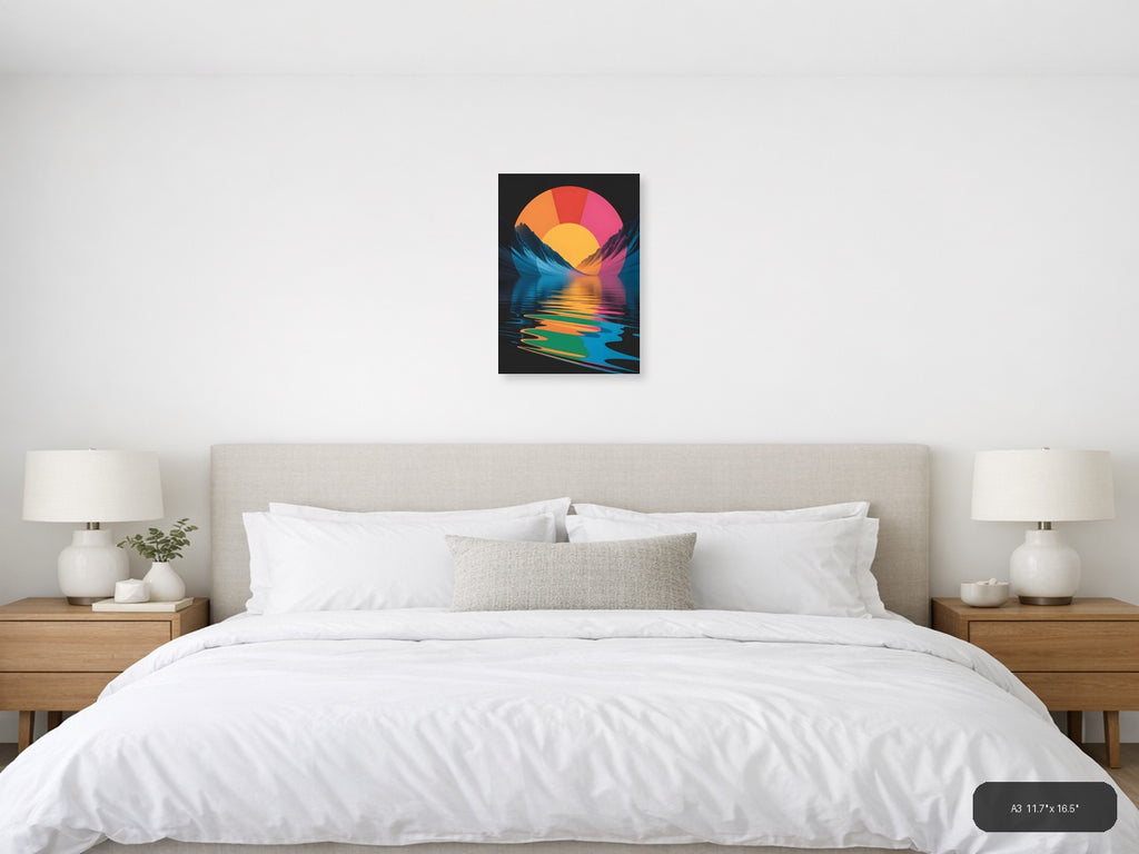 Colorful Sunset Mountain Landscape Photography Wall Art — A3 / Bedroom