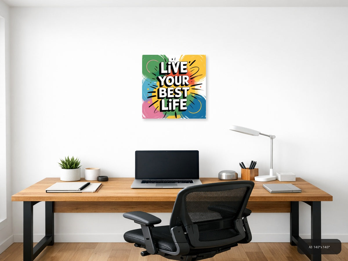 Live Your Best Life Abstract Colorful Wall Art — A3 / Office