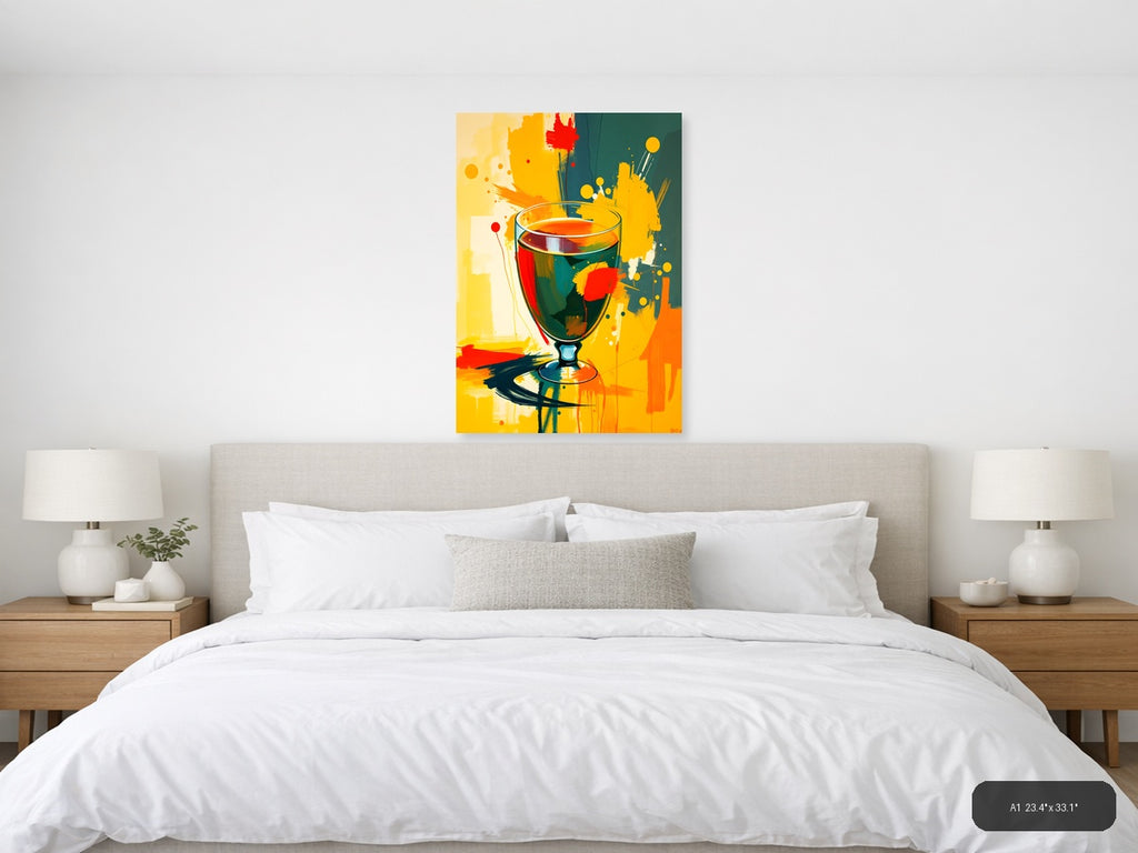 Abstract Colorful Wine Glass Splash Modern Wall Art — A1 / Bedroom