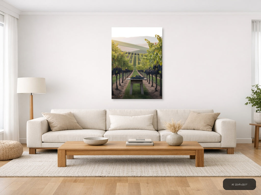 Vineyard Harvest at Sunset Minimalist Wall Art — A1 / Living Room